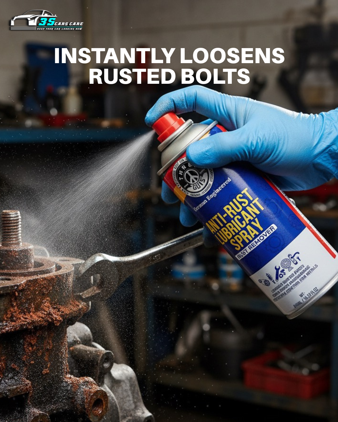 Anti-Rust Lubricant Spray - 450ml | Penetrating Oil, Rust Remover & Multi-Purpose De-Rust Spray | THREE GUYS - German Engineered
