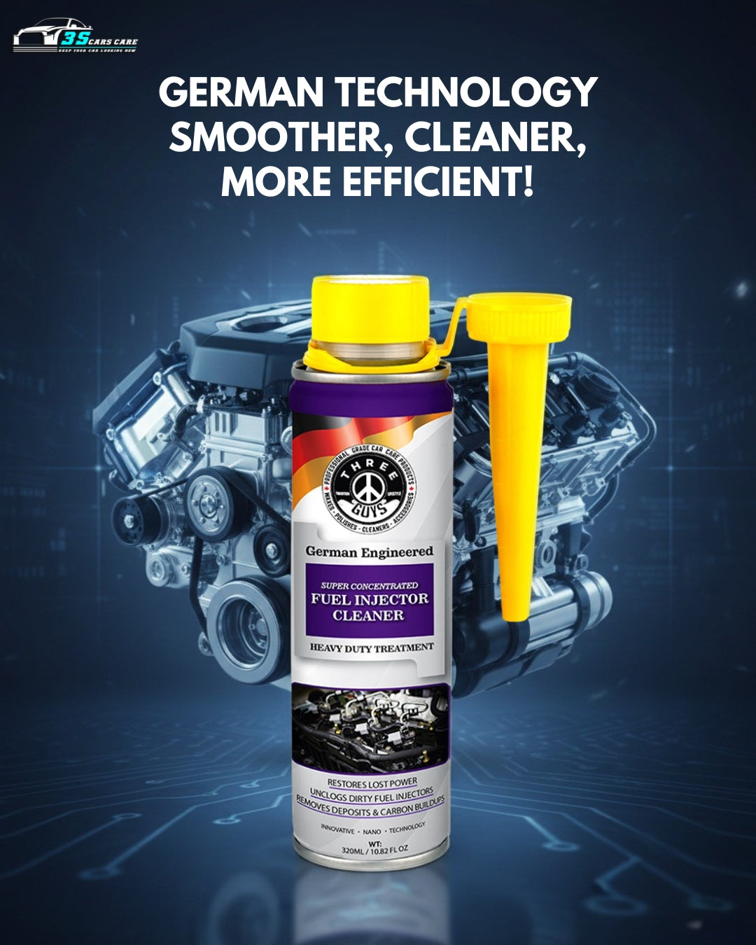 Fuel Injector Cleaner – 320ml | Advanced Fuel System Cleaning & Performance Booster – THREE GUYS - German Engineered
