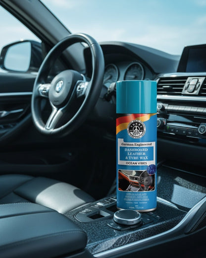 THREE GUYS Dashboard Leather & Tyre Wax (450ml) – Ocean Vibes Fragrance | UV Protection & Dust Repellent | German Engineered