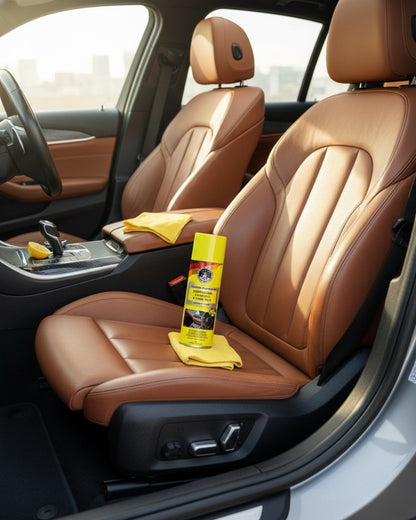 THREE GUYS Dashboard Leather & Tyre Wax (450ml) – Lemon Lime Fragrance | UV Protection & Dust Repellent | German Engineered