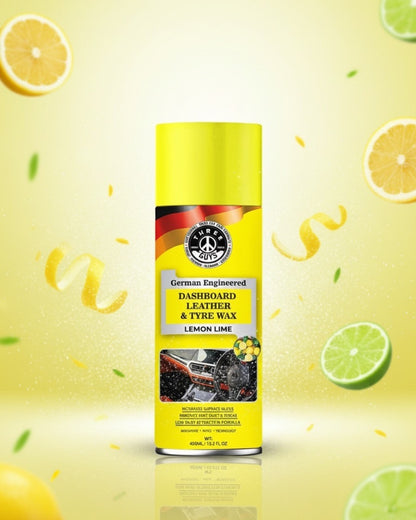 THREE GUYS Dashboard Leather & Tyre Wax (450ml) – Lemon Lime Fragrance | UV Protection & Dust Repellent | German Engineered