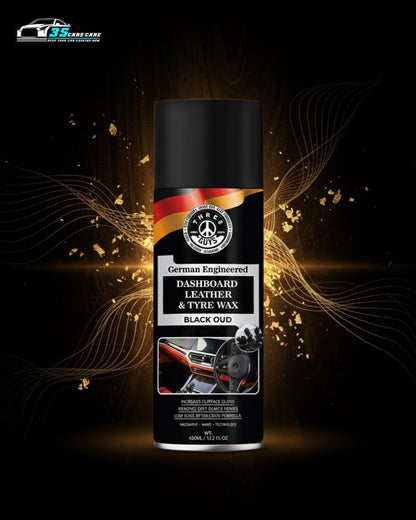 THREE GUYS Dashboard Leather & Tyre Wax (450ml) – Black Oud Fragrance | UV Protection & Dust Repellent | German Engineered