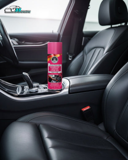 THREE GUYS Dashboard Leather & Tyre Wax (450ml) – Fresh Rose Fragrance | UV Protection & Dust Repellent | German Engineered