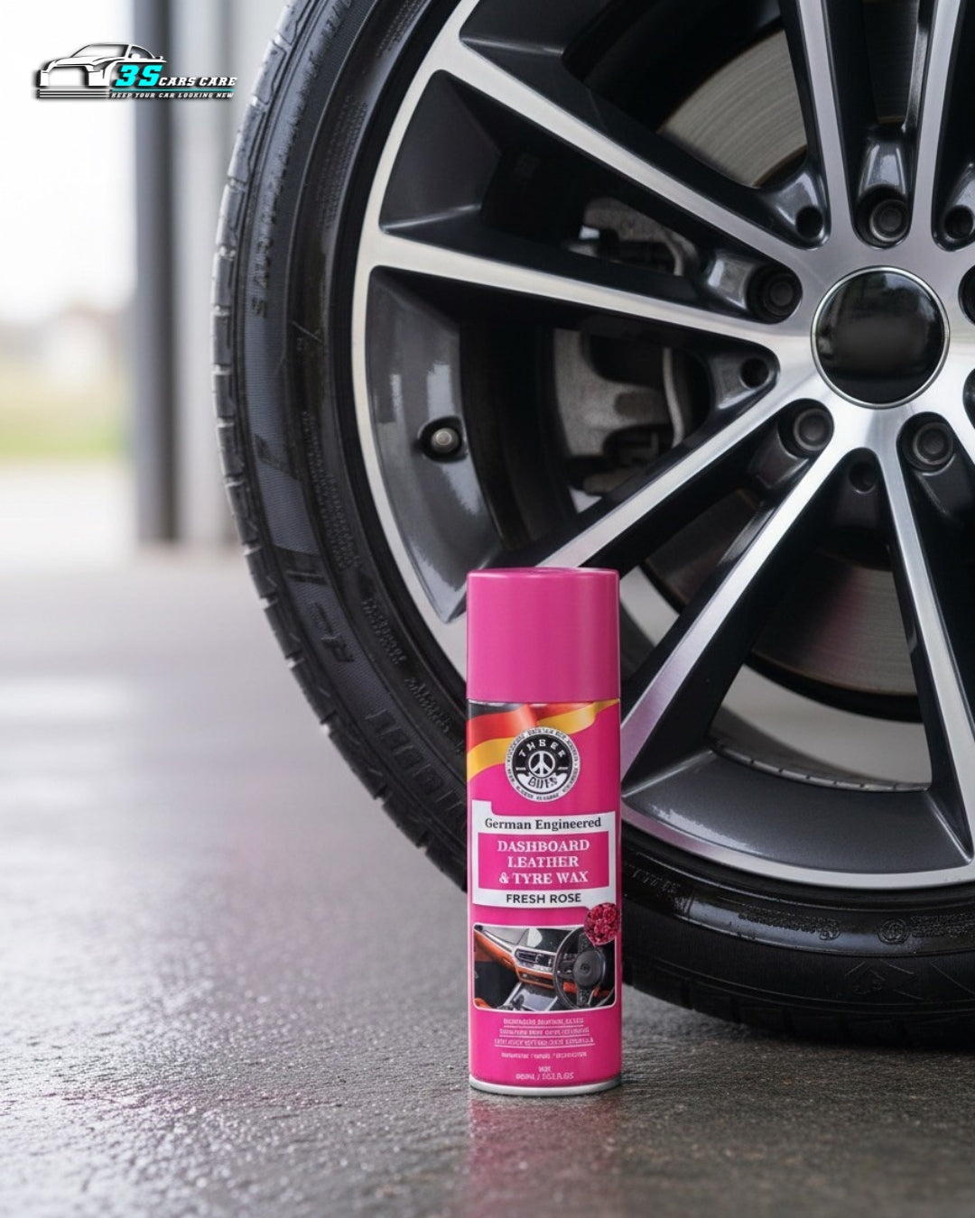 THREE GUYS Dashboard Leather & Tyre Wax (450ml) – Fresh Rose Fragrance | UV Protection & Dust Repellent | German Engineered