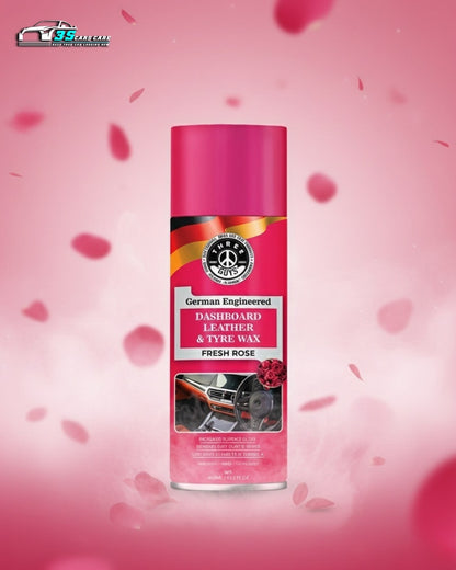 THREE GUYS Dashboard Leather & Tyre Wax (450ml) – Fresh Rose Fragrance | UV Protection & Dust Repellent | German Engineered