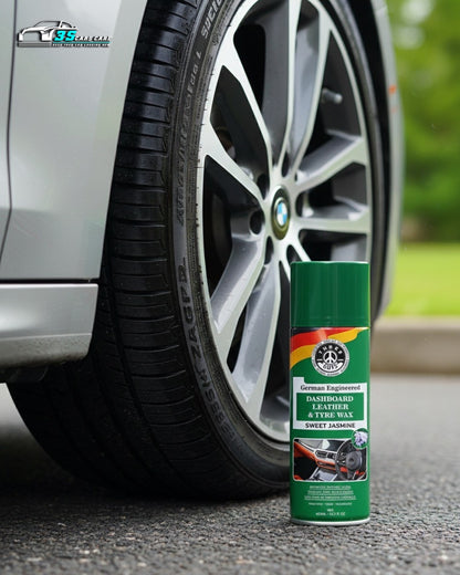 THREE GUYS Dashboard Leather & Tyre Wax (450ml) – Sweet Jasmine Fragrance | UV Protection & Dust Repellent | German Engineered