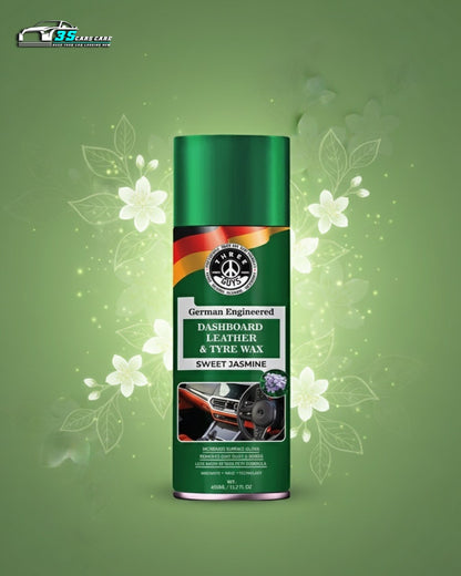 THREE GUYS Dashboard Leather & Tyre Wax (450ml) – Sweet Jasmine Fragrance | UV Protection & Dust Repellent | German Engineered