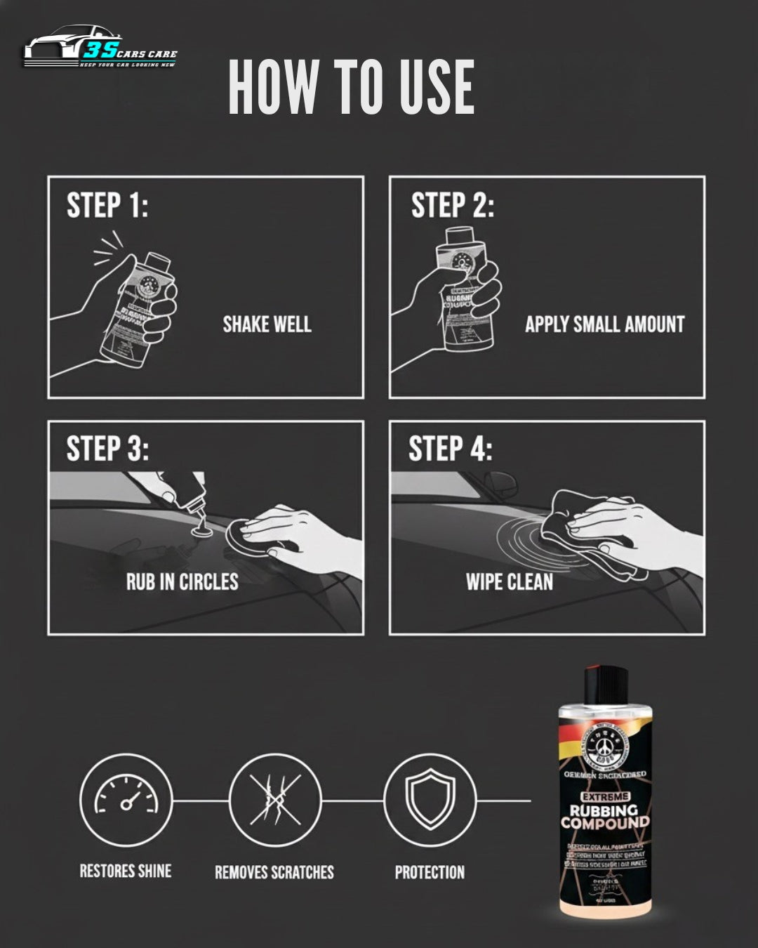 Extreme Rubbing Compound – Scratch & Swirl Remover | THREE GUYS | German Engineered (250g)