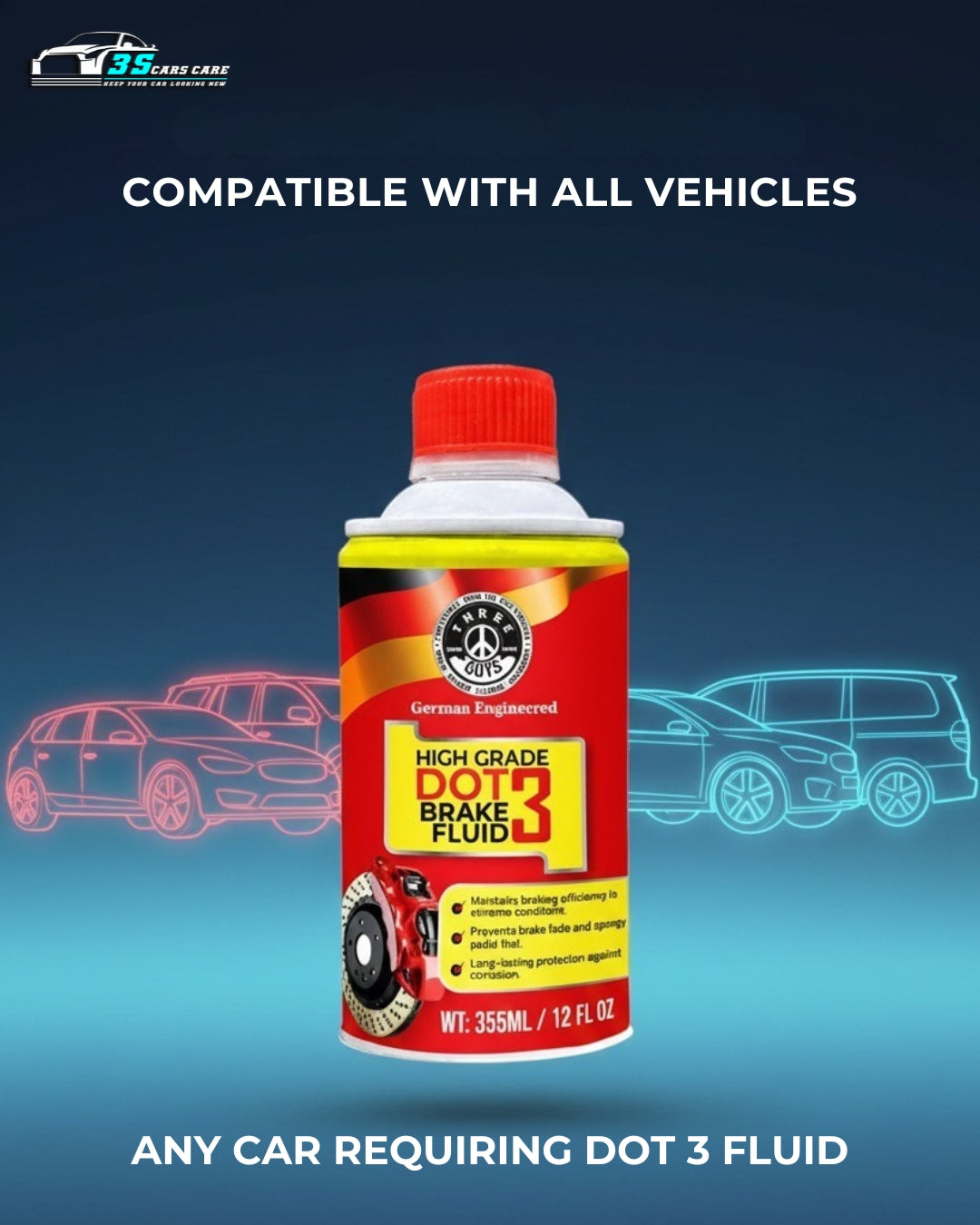 High Grade Brake Fluid DOT 3 | Heavy-Duty, Non-Petroleum Based – THREE GUYS - German Engineered