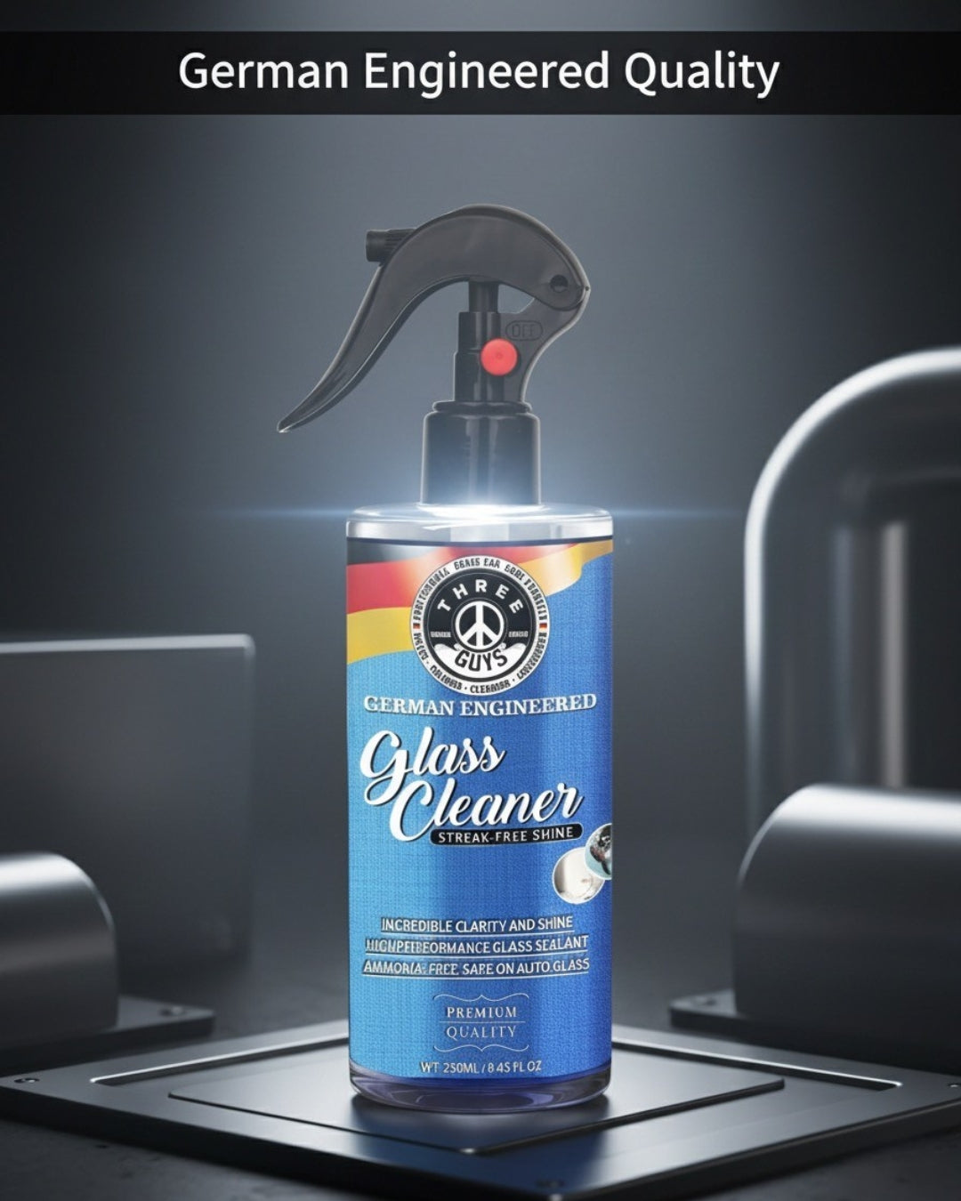 Glass Cleaner Spray – Streak-Free Shine for Car & Home – 250ml | THREE GUYS - German Engineered