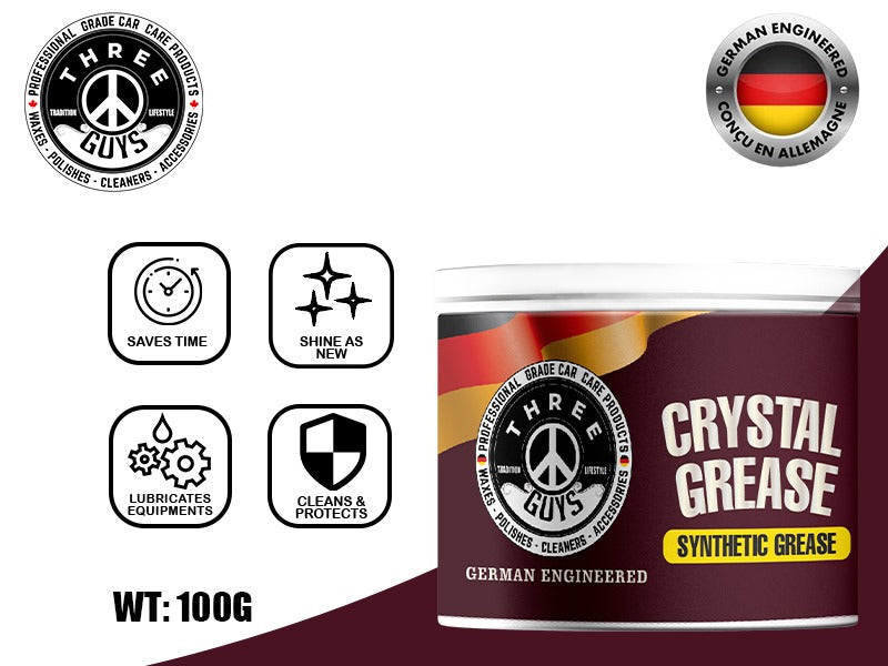 Crystal Grease - Synthetic Transparent Grade - THREE GUYS (German Engineered) Anti-Rust, Noise Reduction, High-Performance Lubrication for Automotive & Industrial Use (NLGI Grade-2)