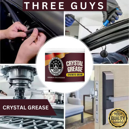 Crystal Grease - Synthetic Transparent Grade - THREE GUYS (German Engineered) Anti-Rust, Noise Reduction, High-Performance Lubrication for Automotive & Industrial Use (NLGI Grade-2)