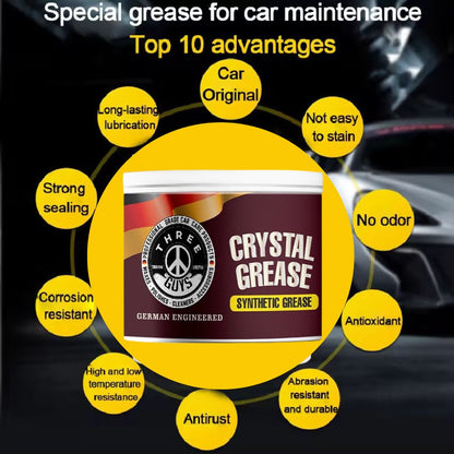 Crystal Grease - Synthetic Transparent Grade - THREE GUYS (German Engineered) Anti-Rust, Noise Reduction, High-Performance Lubrication for Automotive & Industrial Use (NLGI Grade-2)