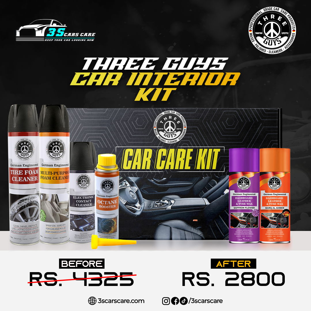 THREE GUYS Car Care Essentials Kit – Complete Cleaning, Protection & Performance Solution