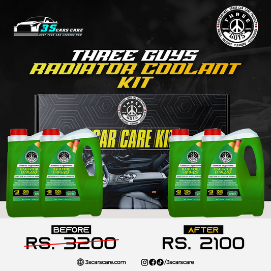 THREE GUYS Radiator Coolant Kit – Ultra Premium Grade (Pack of 4 | 1000ml Each) | Available in Red, Green, and Blue Variants