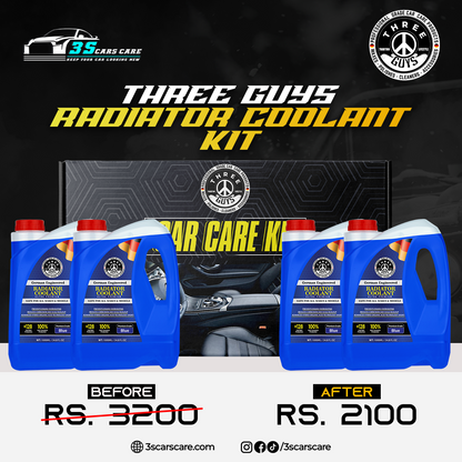 THREE GUYS Radiator Coolant Kit – Ultra Premium Grade (Pack of 4 | 1000ml Each) | Available in Red, Green, and Blue Variants