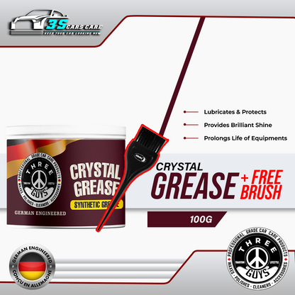 Crystal Grease - Synthetic Transparent Grade - THREE GUYS (German Engineered) Anti-Rust, Noise Reduction, High-Performance Lubrication for Automotive & Industrial Use (NLGI Grade-2)