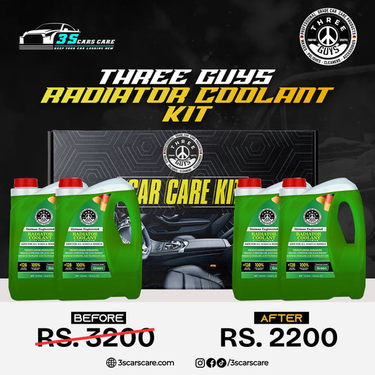 THREE GUYS Radiator Coolant Kit – Ultra Premium Grade (Pack of 4 | 1000ml Each) | Available in Red, Green, and Blue Variants