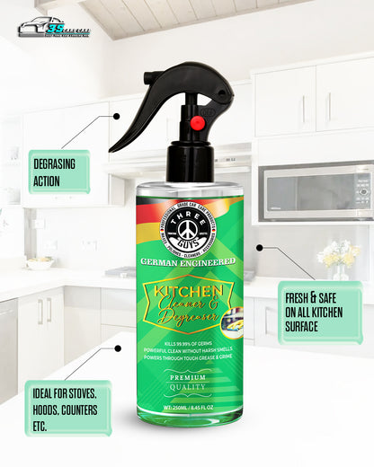 Kitchen Cleaner & Degreaser – Heavy Duty, Germ-Killing & Grease-Fighting Formula | THREE GUYS - German Engineered