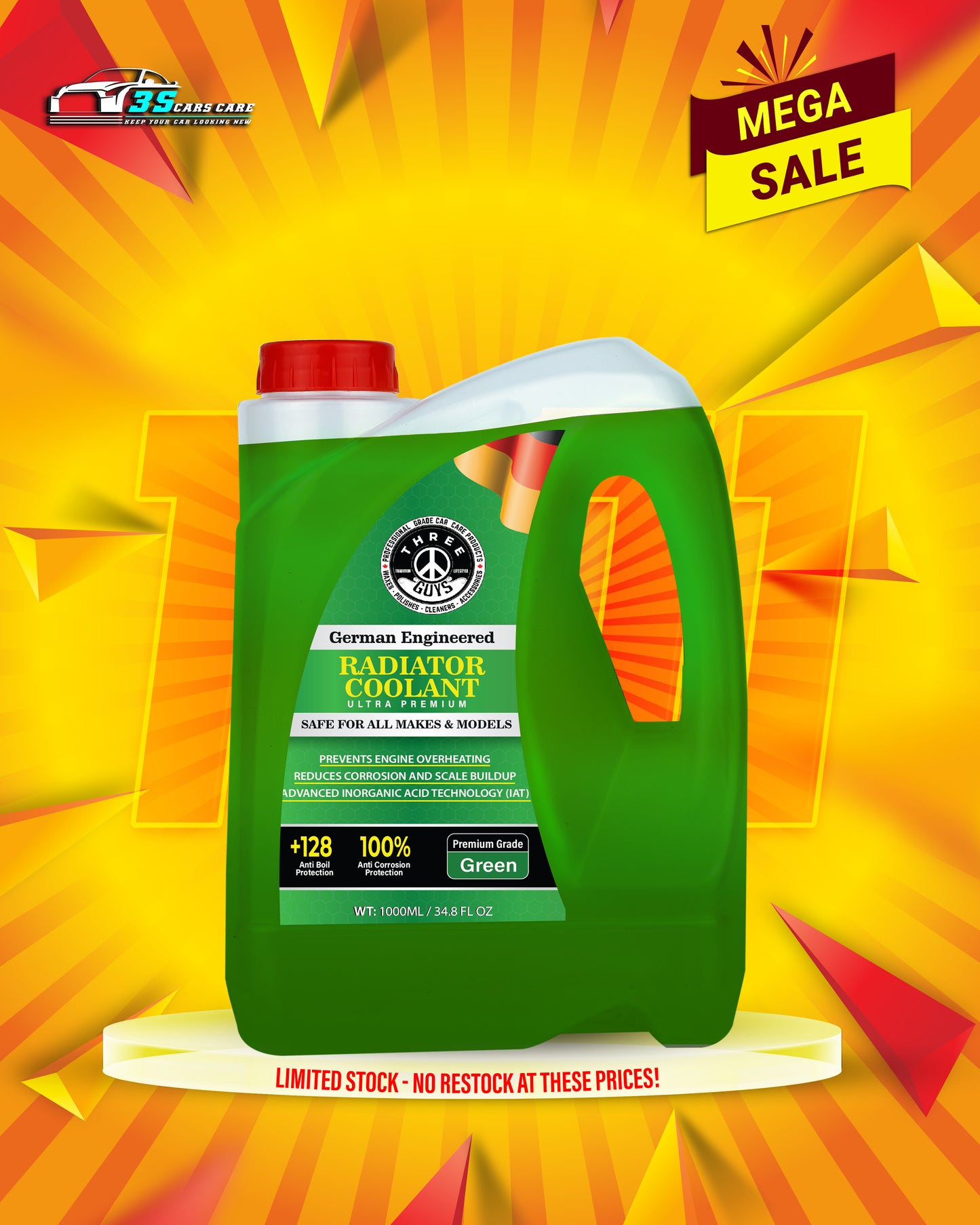 Radiator Coolant Green – Premium Grade | (IAT) Technology | THREE GUYS - German Engineered