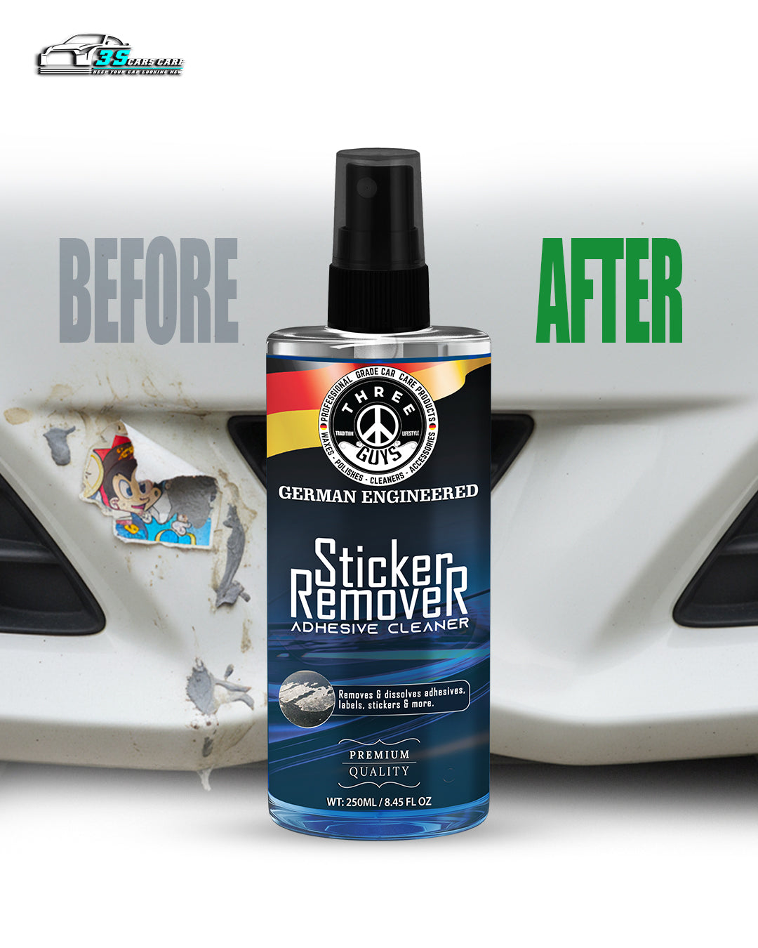 Sticker Remover | Premium Adhesive Cleaner | THREE GUYS | German Engineered (250ml)