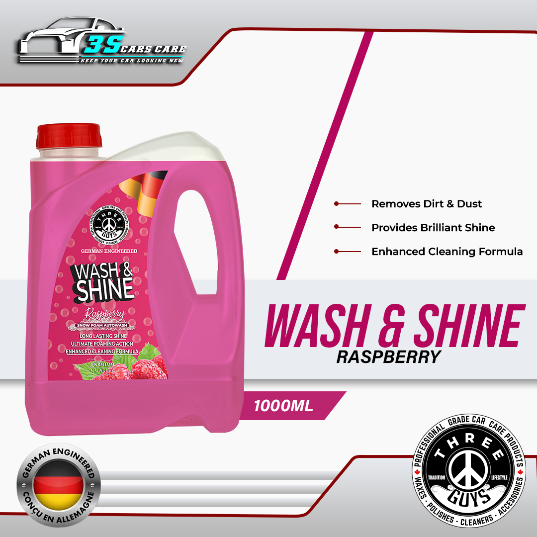 Wash & Shine Raspberry Shampoo - 1000ml - THREE GUYS